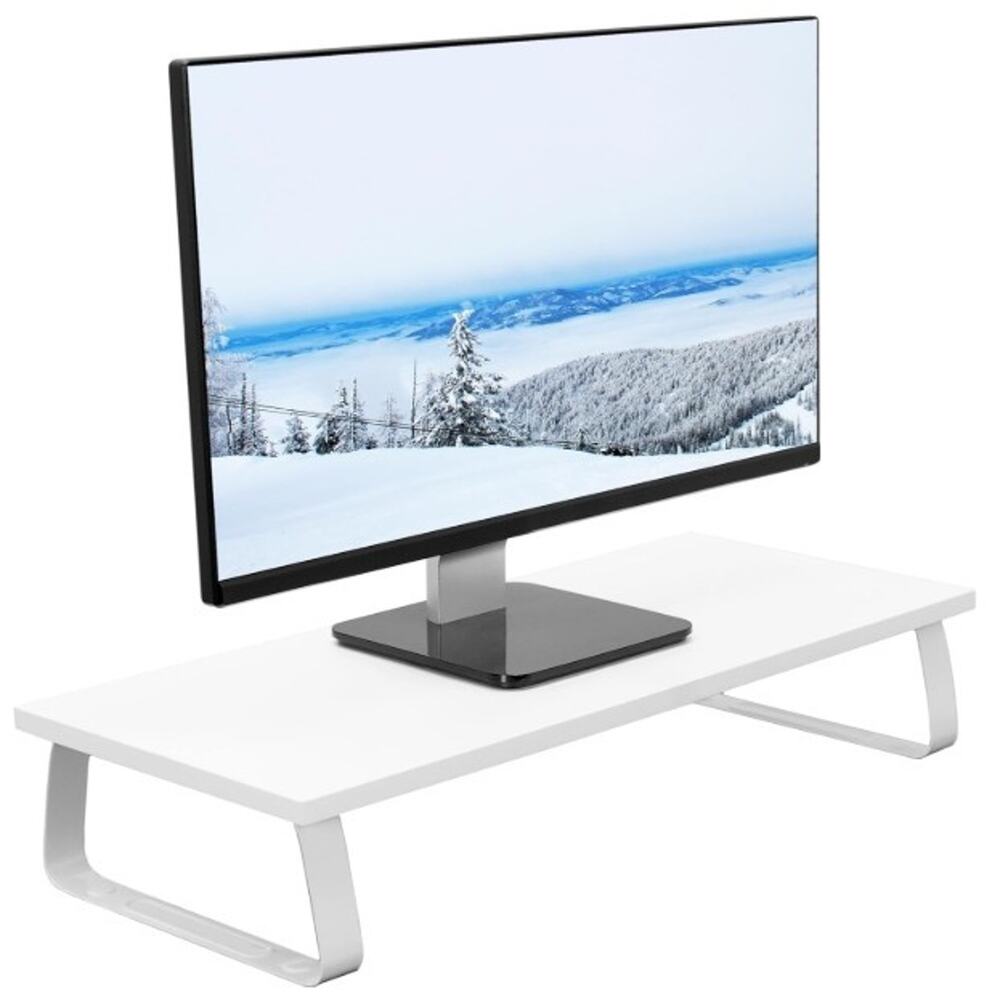VIVO 24" Monitor Stand White Wood & Steel Desktop Riser STAND-V000D-W New Open B